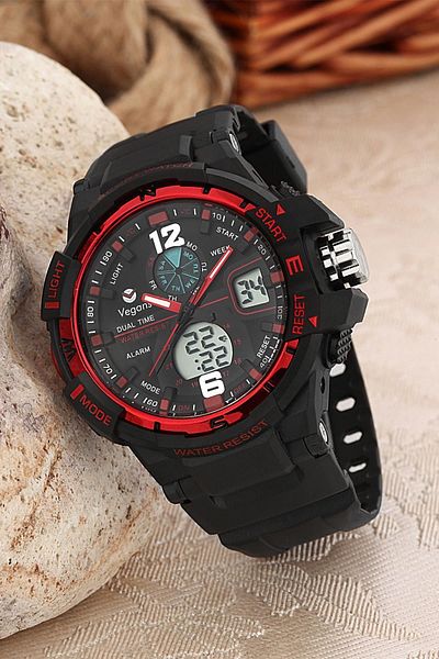 Vegans 1148 Double Clock Silicone Men's Wristwatch