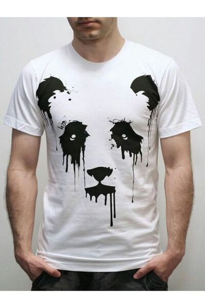 CLASSY.MODA Μπλουζάκι με λευκή στάμπα Oversize - Crew Neck, κοντό μανίκι