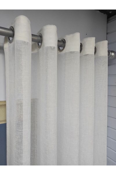 Evcimenhome Rustic Tulle Eyelet Metal Encapsulated Foldet Linen 180Cmx230Cm Color: Ecru