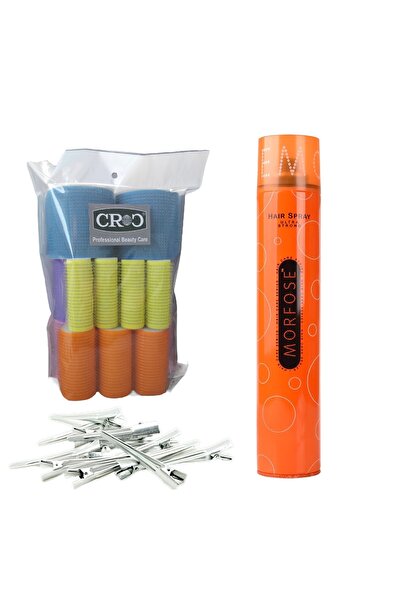 Croc Cırtlı Sünger Bigudi 14Lü Karma Paket + Saç Spreyi + Saç Pensi