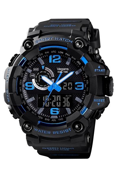 Vegans 1520 Double Clock Silicone Men's Wristwatch