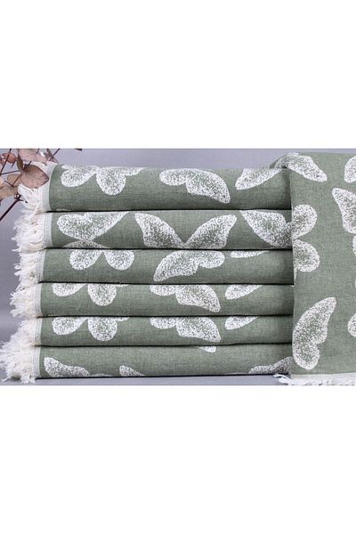 Kayra Export بيكيه مزدوج كاكي أخضر - 200x240 سم، 100% قطن