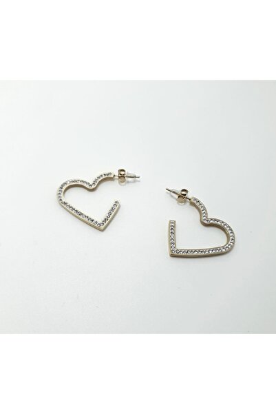 Rabury Butik Steel Heart Jewelled Earrings
