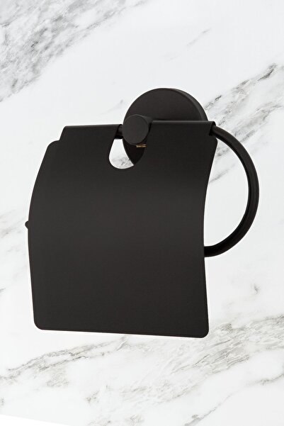 UG Home Suport pentru hârtie igienică cu capac lat negru Suport pentru hârtie...