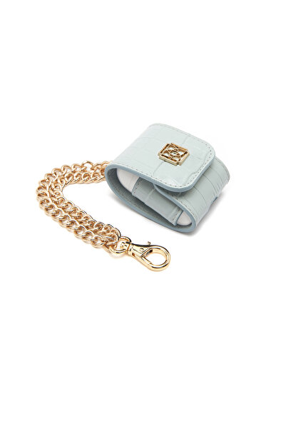 Desa حافظة جلدية Airpods مع تفاصيل سلسلة زرقاء