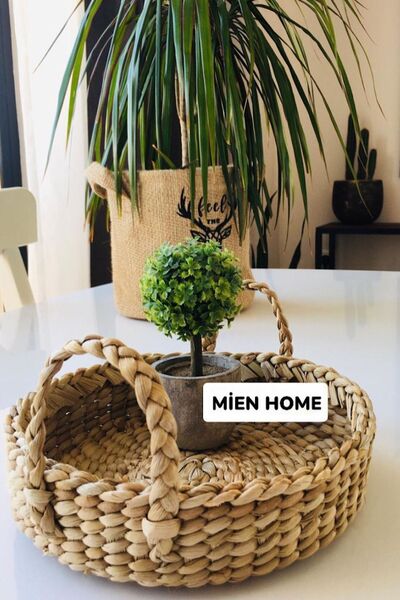 HAKİCİ صينية خوص مزخرفة بمقابض - متعددة الأغراض