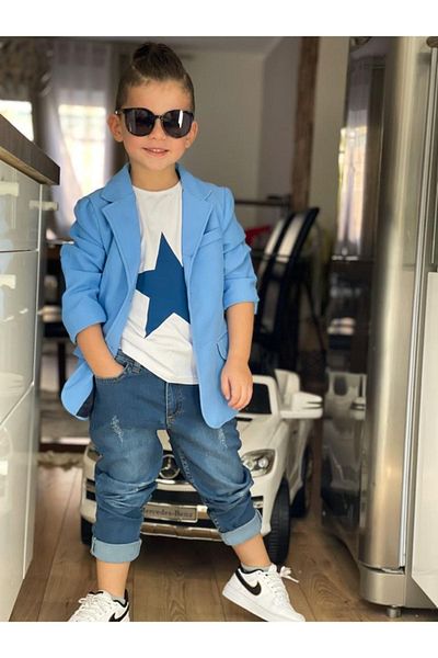 Calisa Jachetă Băiat Badi Tricou Blugi Pantaloni Jeans Set Eid