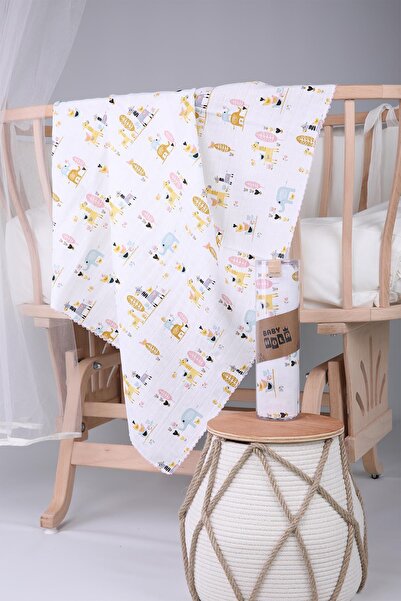 Babyhola Müslin Örtü 85x90cm Zürafa Desen Organik Hediyelik Emzirme Alt Açma ...