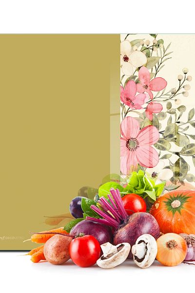 Decovetro لوح تقطيع زجاجي على شكل زهرة الخردل الوردي العتيق وحامل عرض - 30x30 سم