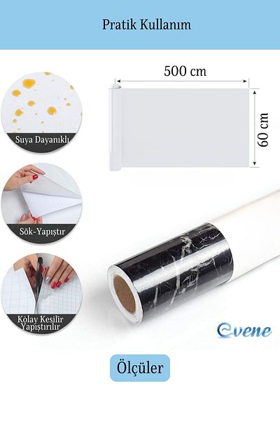 Evene 5 Meters Marble Pattern Adhesive Coating - For Kitchen, Bathroom, Countertop, Wall and Table