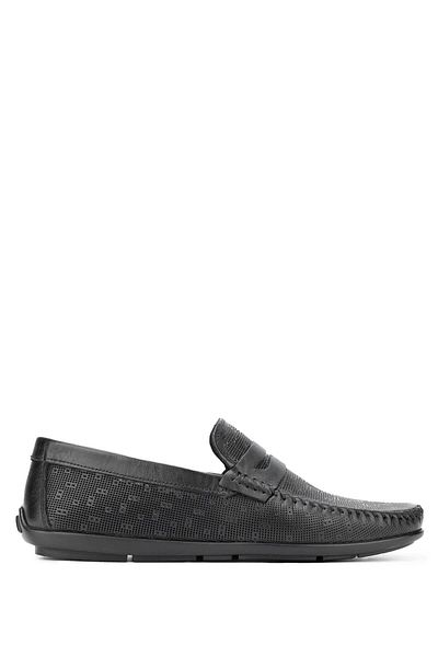 Tamer Tanca Genuine Leather Black Men's Loafer Shoes