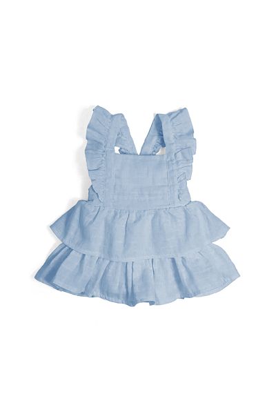 DEUX LAPINS 100% Cotton Muslin Baby Ruffle Evening Dress