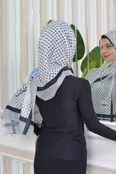 İSTANBULSTYLEMODA Cotton Linen Pushie, Poşu, Filstin Flag Kefiye Shawl Scarf Love2378