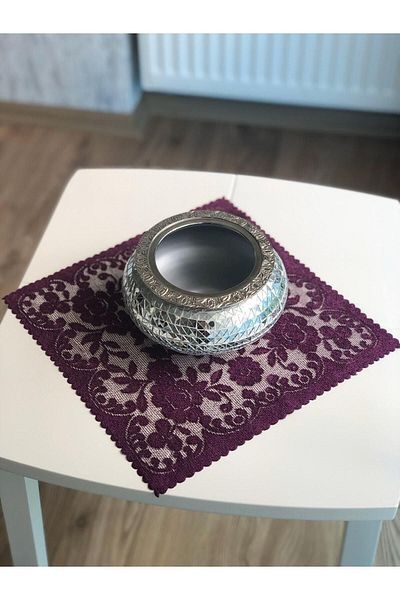 WENESSİ Șervețel tricotat cu model trandafiri 6 bucăți 30 X 30 (violet)