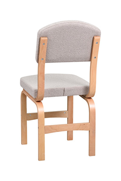 VİLİNZE Ege Teddy Kumaş Naturel Ayak Ahşap Sandalye