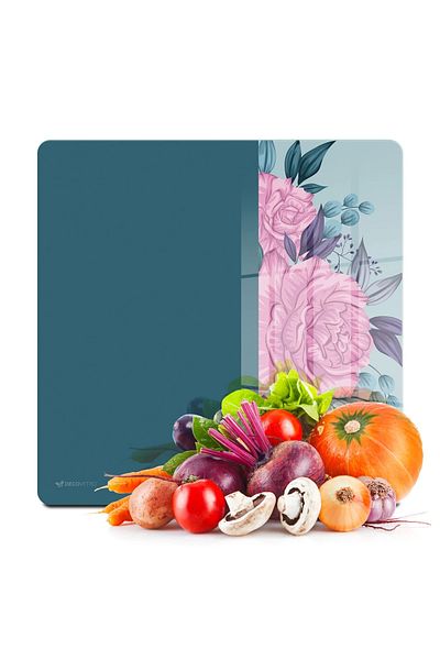 Decovetro لوح تقطيع زجاجي وردي فيروزي عتيق وحامل عرض - 30x30 سم