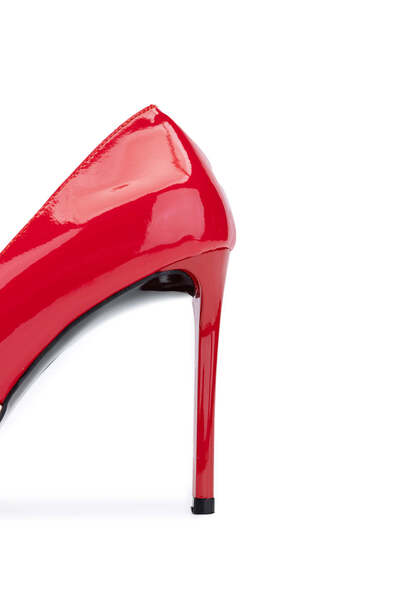 Tamer Tanca Kadın Hakiki Deri Kırmızı Rugan Topuklu Ayakkabı