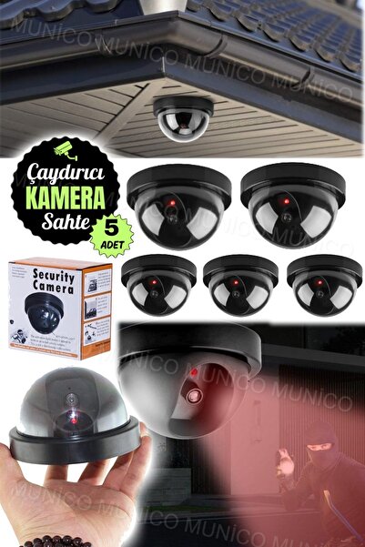 Munico 5 Adet LED Işıklı Gözetleme İç Ve Dış Mekanlar İçin Mükemmel ŞIK Güvenlik Kamerası Caydırıcı Pilli
