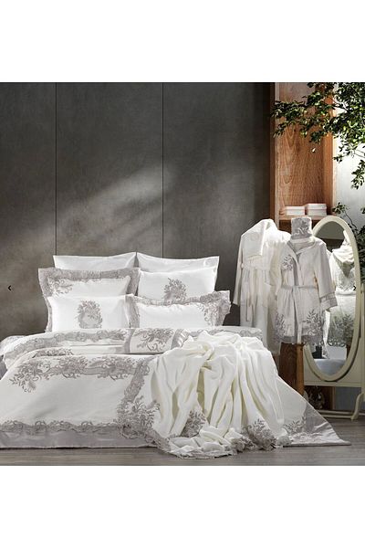 Antepiş Home Flora Premium 23 Piece Dowry Set - Gray