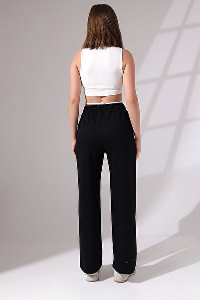 Endies Συμπαγές χτενισμένο βαμβακερό Lycra Ευέλικτο Φούτερ με μαλακή υφή με φαρδύ πόδι 21655 ΜΑΥΡΟ