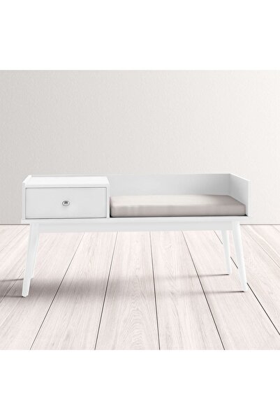 Hitit Dekorasyon Skyler Beyaz Ahşap Benç