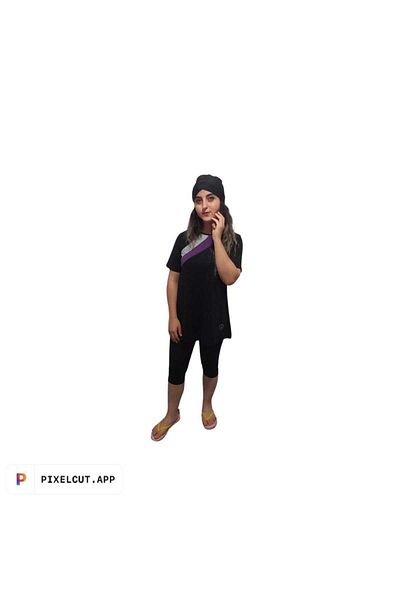 Differend Plus Size Short Sleeve Semi-Covered Hijab Swimsuit