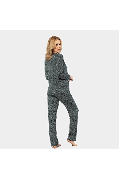 TÜREN Σετ πιτζάμες με μακρυμάνικο πουκάμισο με λουλουδάτο σχέδιο 3379/Πράσινο