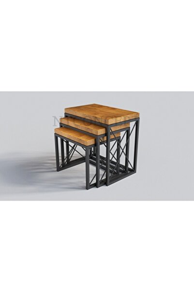 NT Concept Ntconcept Woe Masif Ağaç Zigon Sehpa Takımı