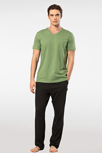 Cacharel Ανδρικό 2192/Πράσινο κοντομάνικο σετ πιτζάμες από μοντέλο