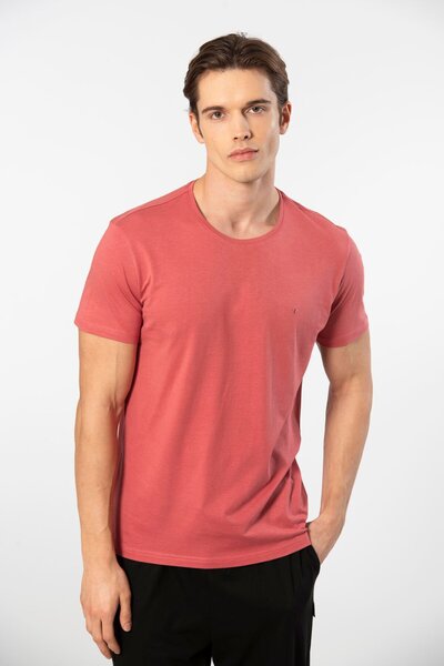 Cacharel Men's Crew Neck T-Shirt 2169/Coral