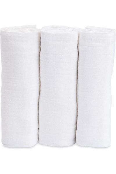 Tinybabyconcept Soft Organic 100% Cotton Single Layer Muslin Baby Swaddle Cover 3-Piece Set Baby Blanket Stroller Cover
