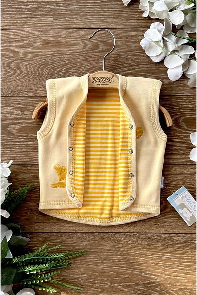 PATSAN Organic Cotton Combed Double Sided Baby Vest Striped Suede Sail Fish