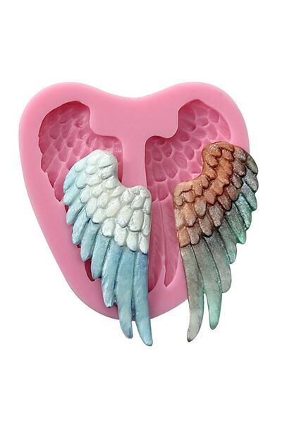 adin tasarım قالب سيليكون على شكل جناح الملاك مكون من قطعتين من صابون لب الحلوى وشمعة الحجر المعطرة قالب إيبوكسي قالب ثلج الشوكولاتة