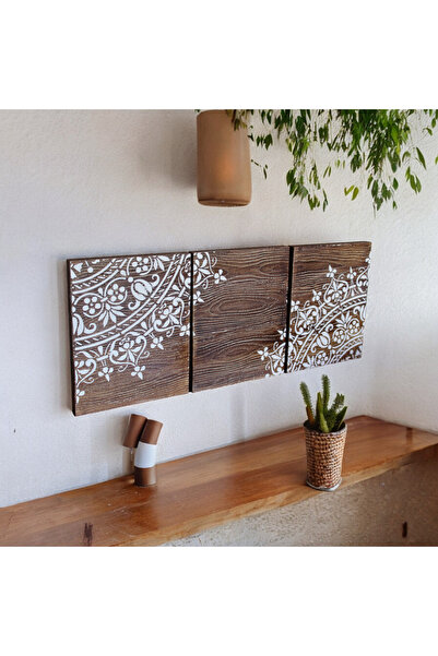 VintageSanat Ağaç Kabuğu Duvar Tablosu Seti 3'lü - Otantik Duvar Pano Seti