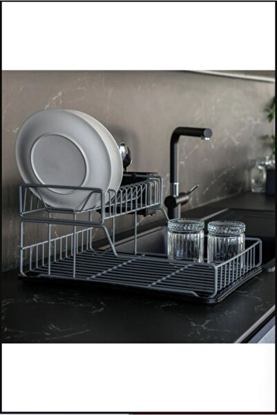 Hagen Ömür Boyu Paslanmaz Iki Katlı Tabaklık Bulaşıklık 50 Cm Bulaşık Kurutma Sepeti Tezgah Üstü Kurutma