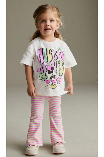 Monila Памучен чорапогащник и горнище с шарки на Мини Маус - испански крачол