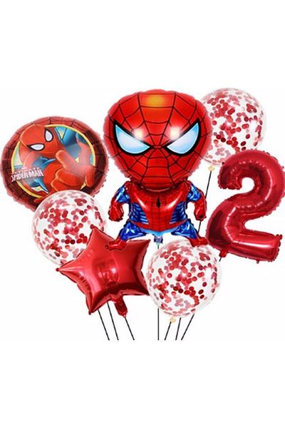 Parti Station Spiderman Spiderman Concept 2 Year Old Balloon Set Spiderman Birthday Set Age Balloon Set