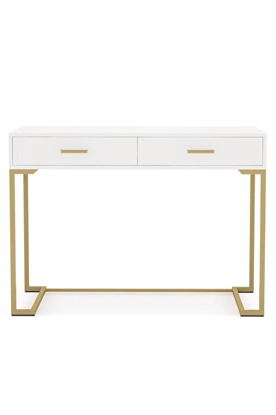 Hitit Dekorasyon Vivian Gold Metal Beyaz Çalışma Masası