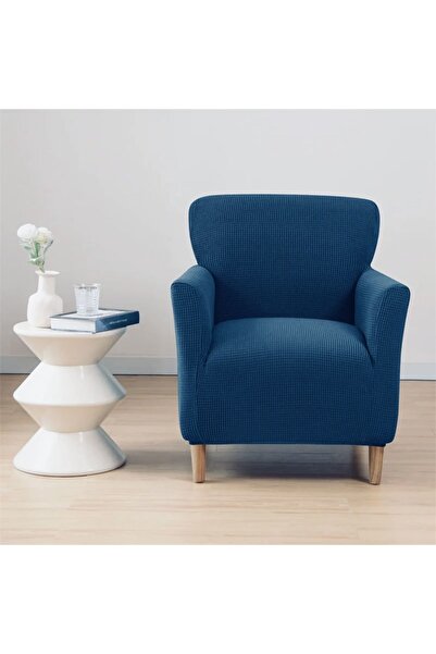 ÖZMAKAN Tekli Likrali ,yıkanabilir, Kare Desen ,kaliteli Koltuk Kılıfı, Berjer Örtüsü 1 Adet Petrol Mavi