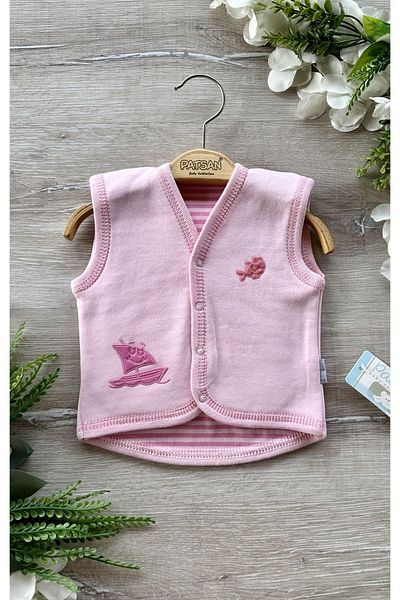 PATSAN Organic Cotton Combed Double Sided Baby Vest Striped Suede Sail Fish