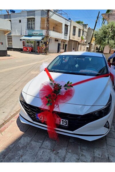 Destina Tasarım Tüllü Çiçekli Gelin Arabası Süsü Seti 7 parça