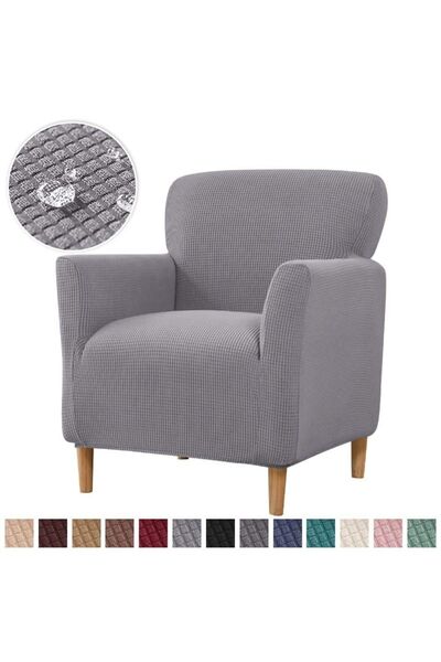 ÖZMAKAN 1 Piece Single Lycra Quality Sofa Cover - Washable Square Patterned Armchair Cover