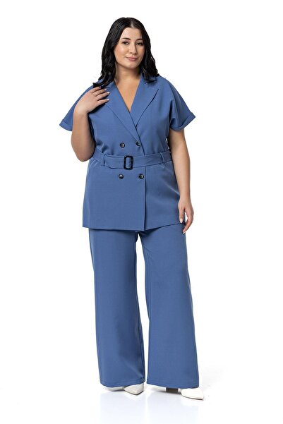 DISENTIS MODEST Set de marimi mari cu Jachetă  Indigo cu jumatate de mânecă ș...