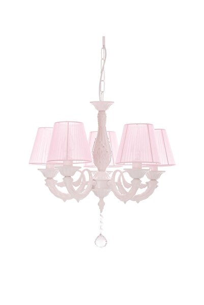 Umur Aydınlatma Albert 5'lü Beyaz Pembe Şapkalı Sarkıt Avize