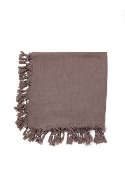 Naz Ipek Eșarfă de nurcă cu mărgele lucrată manual de culoare uni 110cm X 110cm