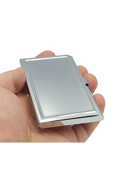SEDEF SİLVER Metal Mini Business Card Holder For Putting Credit Card Wallet