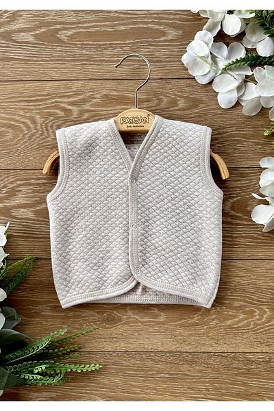 Renkli Puset Quilted Seasonal Baby Vest Shiny Beige
