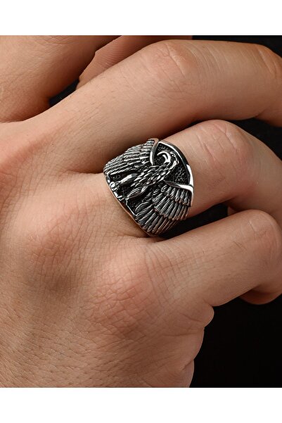Prestige Kartal Figürlü 925 Ayar Gümüş Erkek Yüzüğü