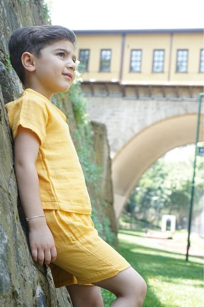 BUUFUU Set de tricou și pantaloni scurți din material textil de muselină