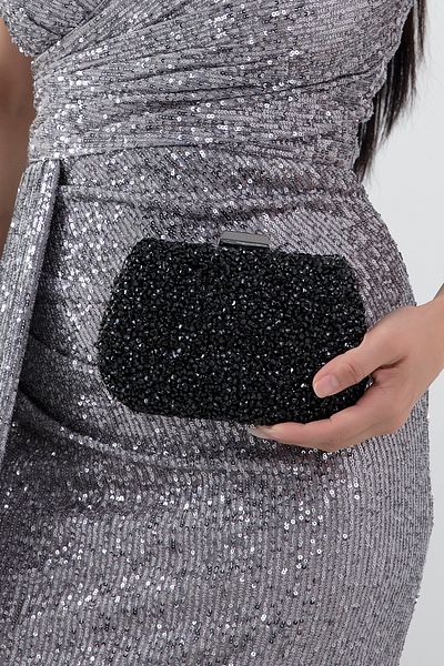 PULLIMM Geantă de rochie de seară cu cataramă lungă cu detaliu din piatră - CNT006